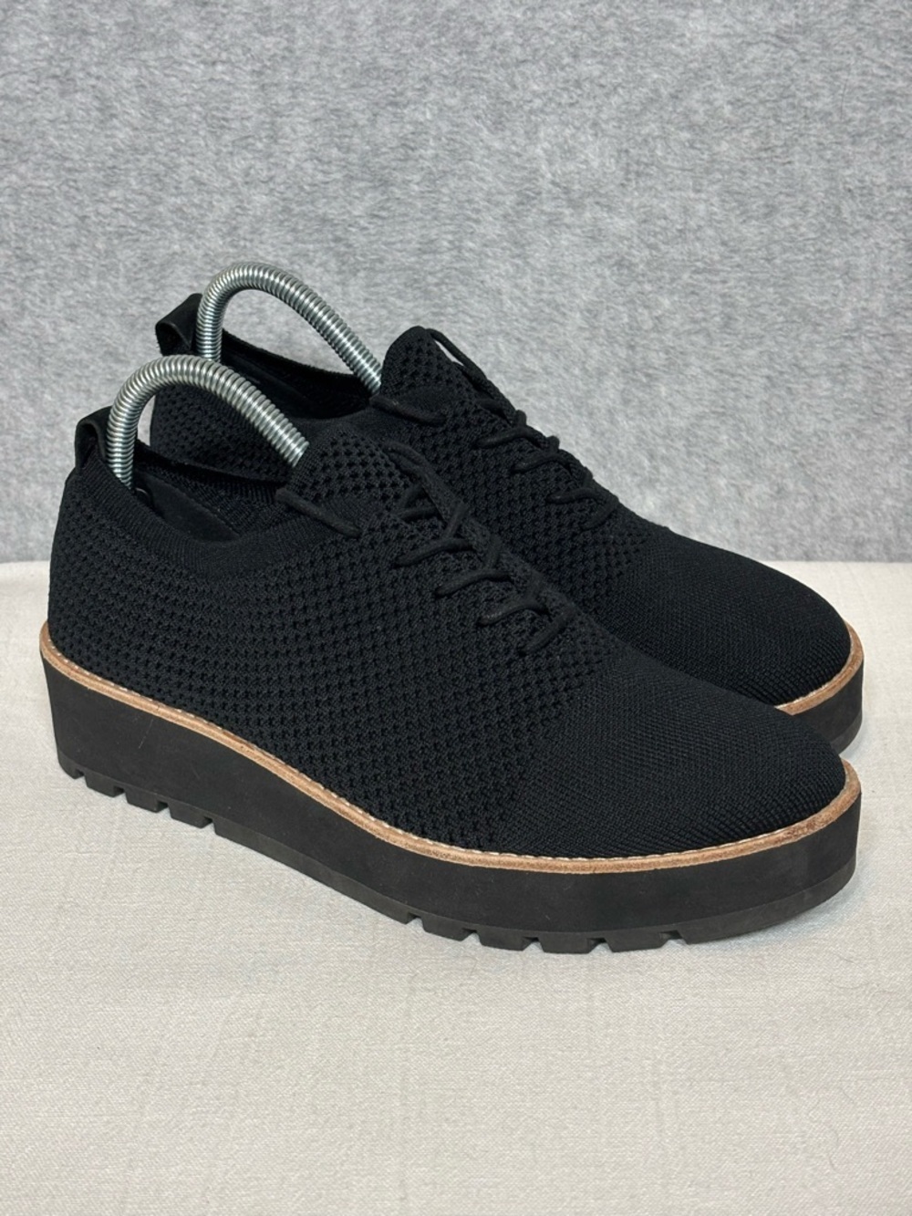 Eileen Fisher Eddy Recycled Stretch Knit Platform Oxford-Black-Women Size 9